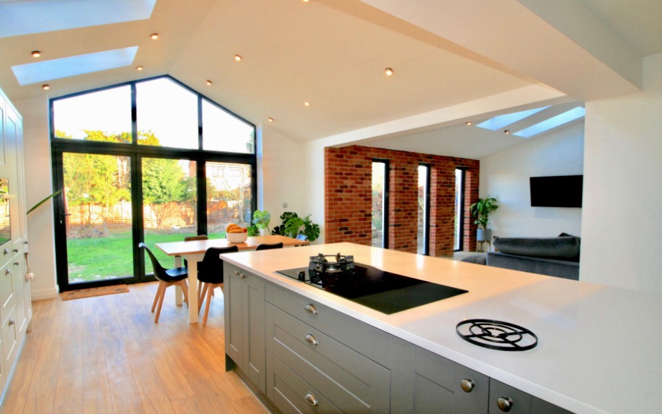 Extensions & Loft Coversions - Grey Kitchen With Wooden Floor